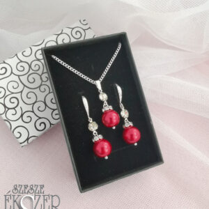Piros egy gyöngyös ékszerszett