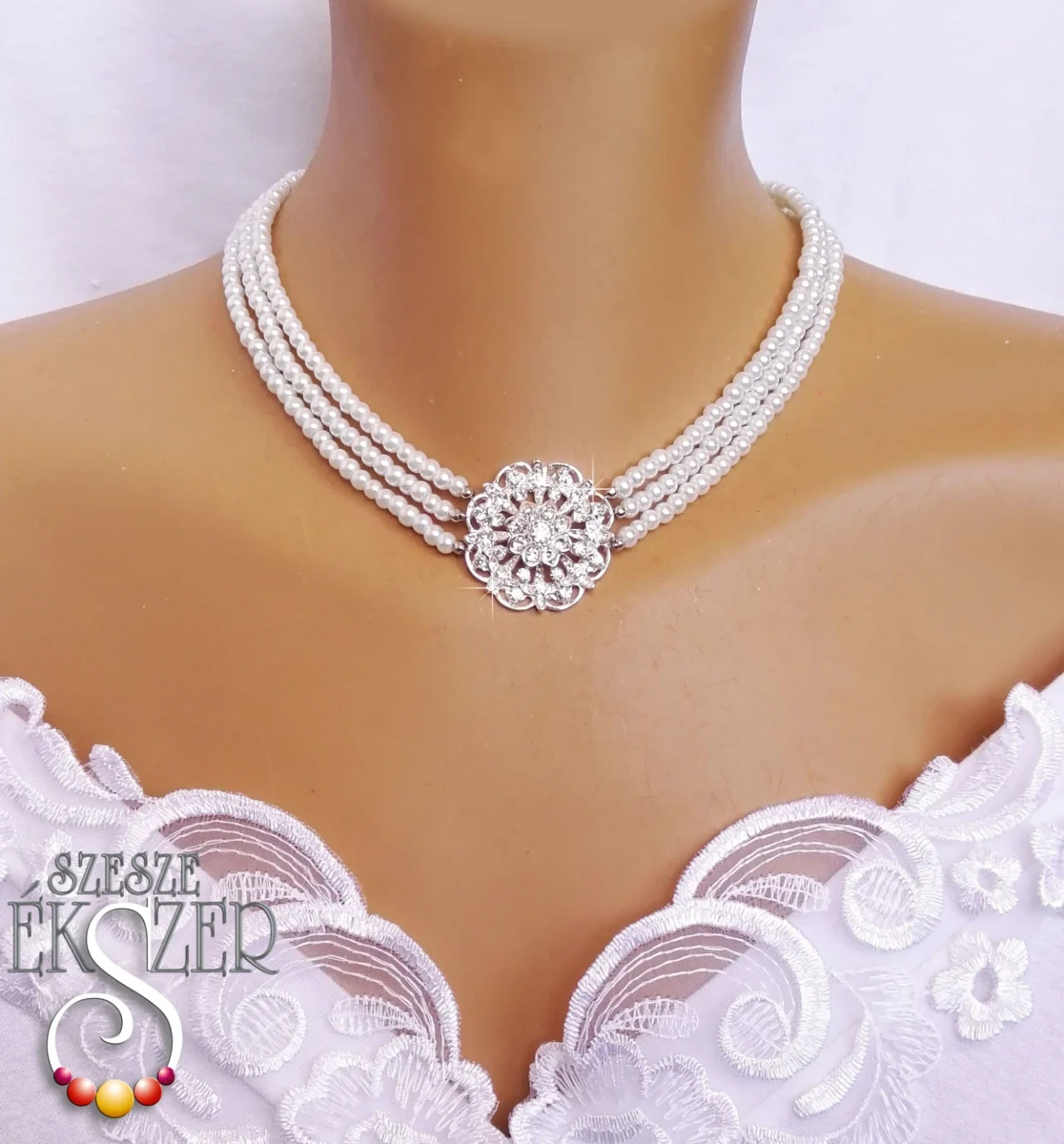 Elizabet - Vintage, háromsoros nyakék